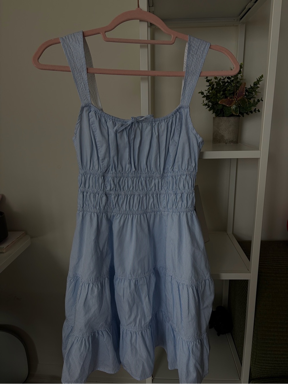 Sunday Best Light Blue Striped Tiered Sundress